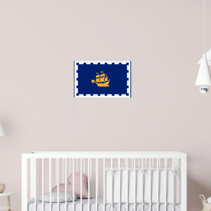 Plakat mit Flagge von Quebec City, Kanada
