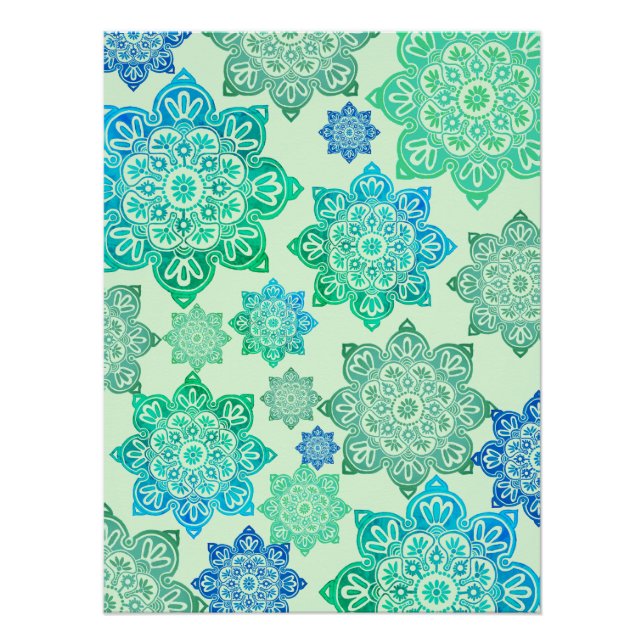 Plakat mit grünen und blauen Medaillen Poster (Vorderseite)