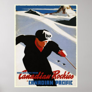 Plakat mit Kanadierrockies-Ski-Druck