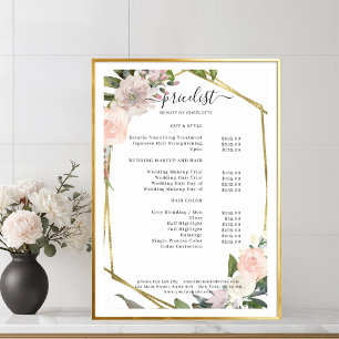 Plakat mit Preisliste für Floralsalon