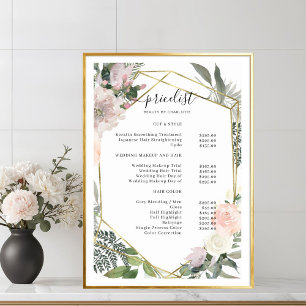Plakat mit Preisliste für Floralsalon
