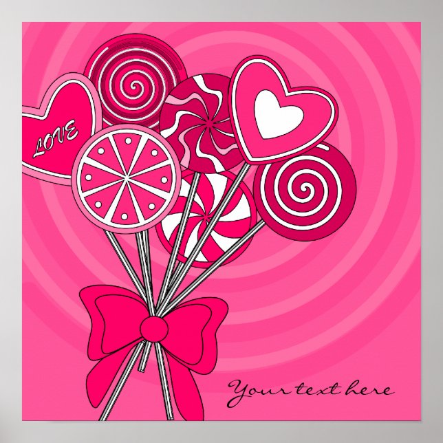 Plakat mit rosa Lutscher (Vorne)