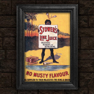Plakat mit Vintage-Werbeanzeige für Limettensaft v