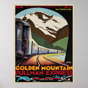 Plakat mit Vintagem Ski-Erholungsort-Druck