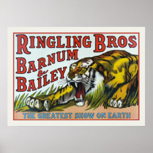 Plakat mit Vintagem Zirkus-Tiger-Druck