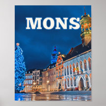 Plakat Mons Belgien Foto Vintage