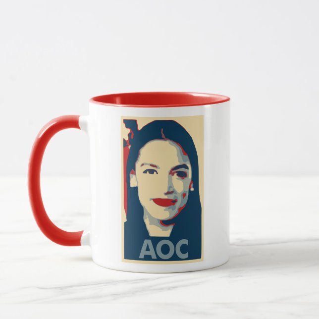 Plakat-politische Parodie Alexandrias Ocasio Tasse (Links)