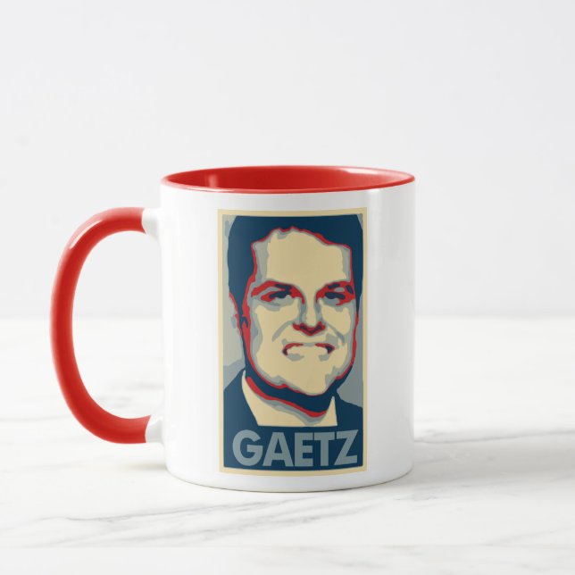 Plakat-politische Parodie Matts Gaetz Tasse (Links)