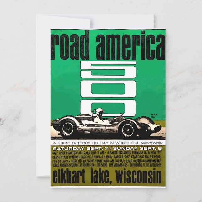 Plakat, Race Amerika 500, Elkhart Lake, Einladung (Vorderseite)