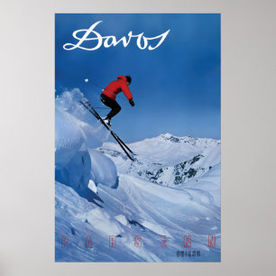 Plakat Reisen Schweiz Davos Skispringen
