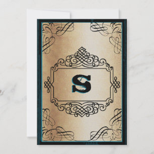 Plakat Stil Gold Metallisch Schwarz Vintage Hochze Einladung