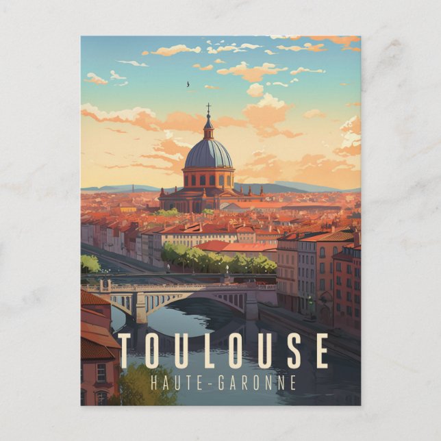 Plakat Toulouse - Frankreich - Illustration Postkarte (Vorderseite)