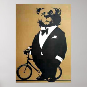 Plakat vintage Bär und Fahrrad