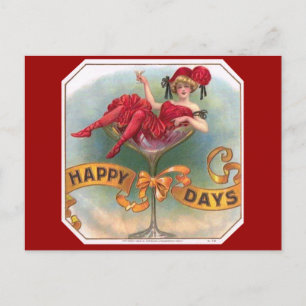Plakat 'Vintage-Frau im Champagnerglas': Bar aus d Postkarte