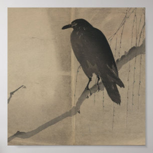 Plakat-Vintages japanisches Kunst Yanagi Ni karasu Poster