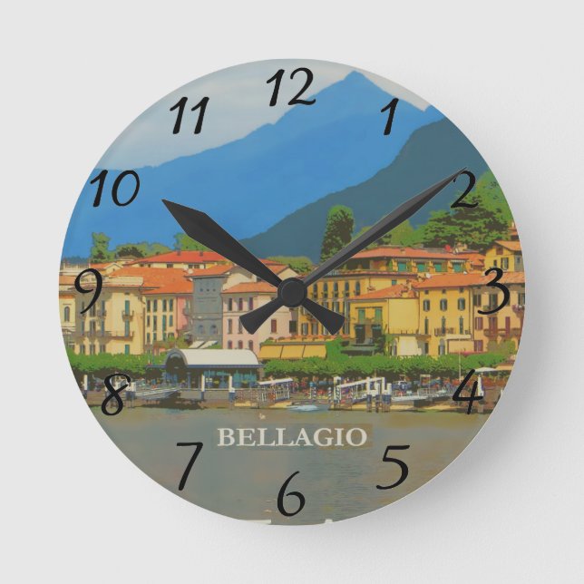 Plakat-Wanduhr Bellagios Italien Runde Wanduhr (Vorderseite)
