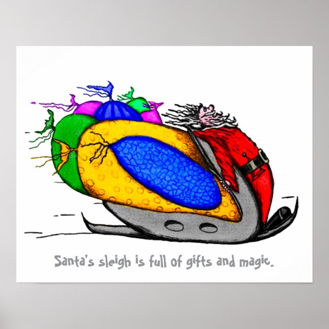 Plakat Weihnachtsmann Schlitten (Vorne)