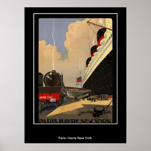 Plakat Zug von Paris nach Havre und New York