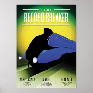 Plakat zum Geschwindigkeitsrekord einer Vintage-Da