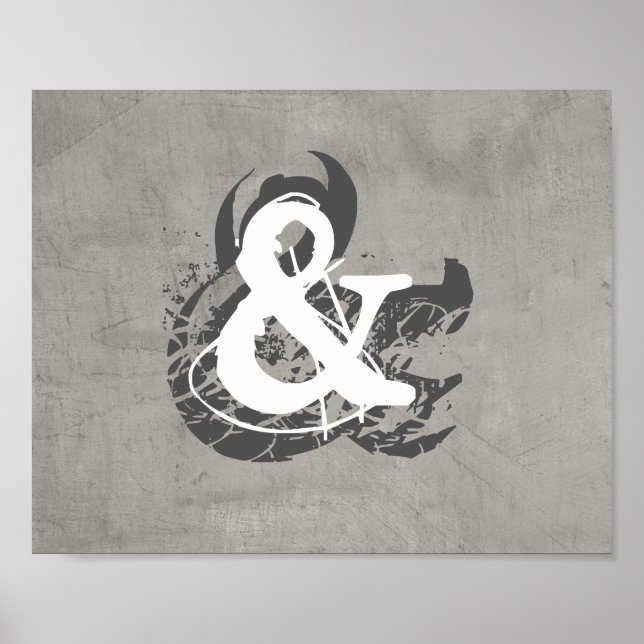 Plakatampersand auf erschütterter grauer Wandkunst Poster (Vorne)
