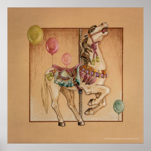 Plakate, Prints - Happy Horse Carousel Poster