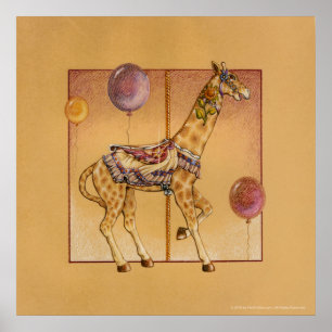 Plakate, Prints - Karussell Giraffe Poster