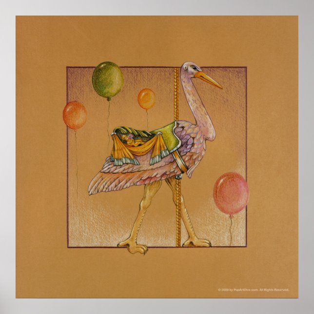 Plakate, Prints - Karussell-Storch Poster (Vorne)