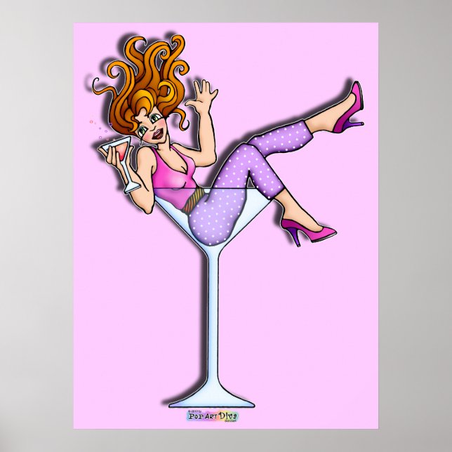 Plakate, Prints - Mädchen in einem Martini-Glas, L Poster (Vorne)