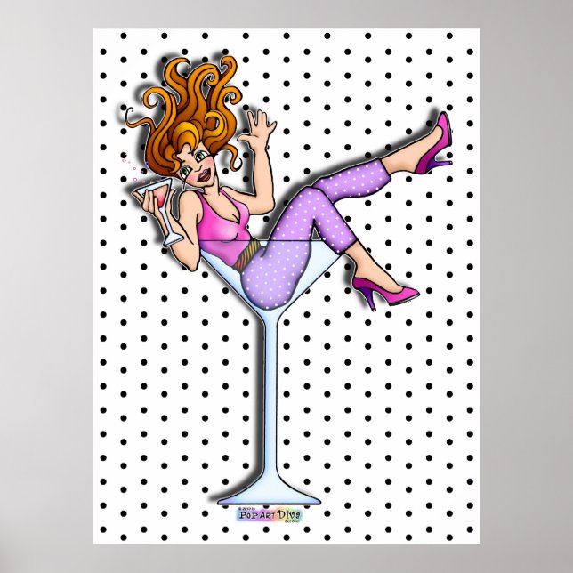 Plakate, Prints - Mädchen in einem Martini-Glas, L Poster (Vorne)
