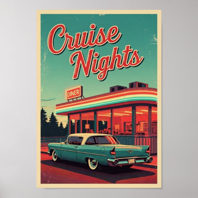 Plakate Vintage Retro Auto Diner Druck (Vorne)