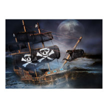 Plakatpapier PIRATE-GHOST-SCHIFF AUF ROCKEN