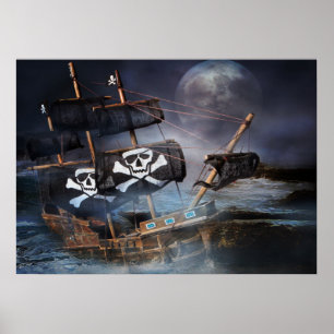 Plakatpapier PIRATE-GHOST-SCHIFF AUF ROCKEN Poster