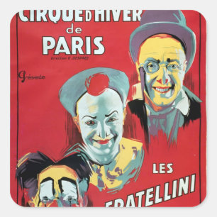 Plakatwerbung das 'Cirque d'Hiver De das Paris Quadratischer Aufkleber