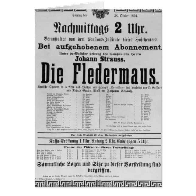 Plakatwerbung die Fledermaus durch Johann (Vorne)