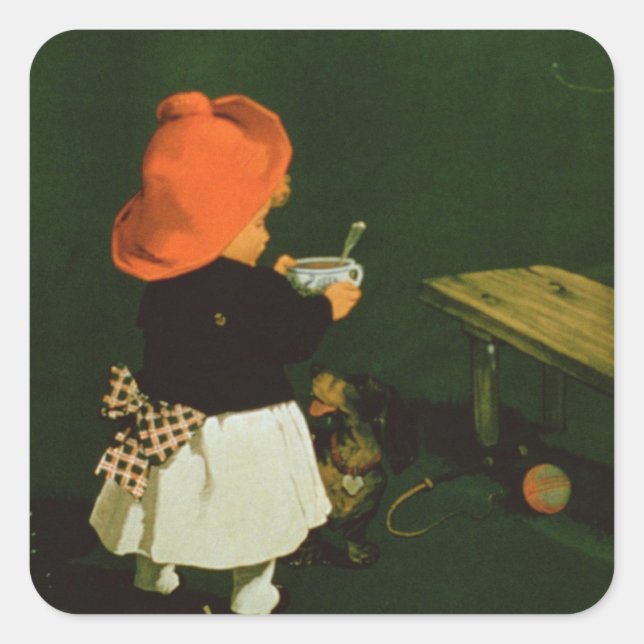 Plakatwerbung für "Kathreiner's Malt Coffee" Quadratischer Aufkleber (Vorderseite)