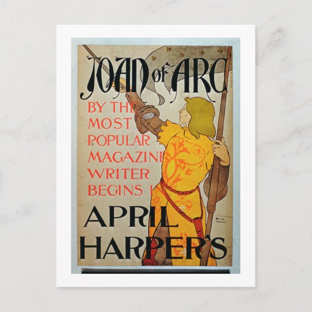 Plakatwerbung "Joan of Arc" im April von Harper Postkarte (Vorderseite)