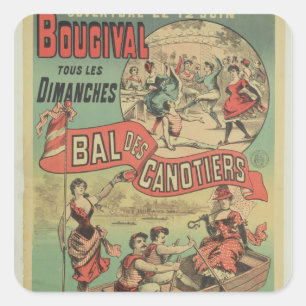 Plakatwerbung "Le Bal des Canotiers" Quadratischer Aufkleber