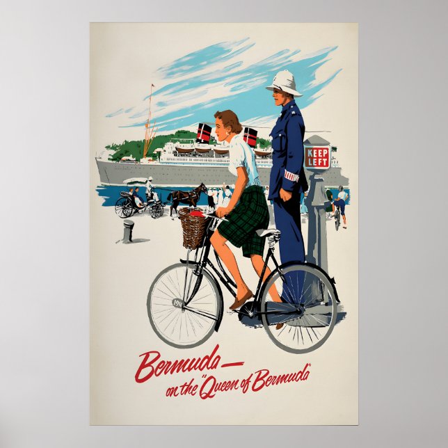 Plakatwerbung Queen Bermuda Dampfschiff Poster (Vorne)