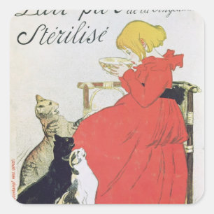 Plakatwerbung Reine Sterilisierte Milch Quadratischer Aufkleber