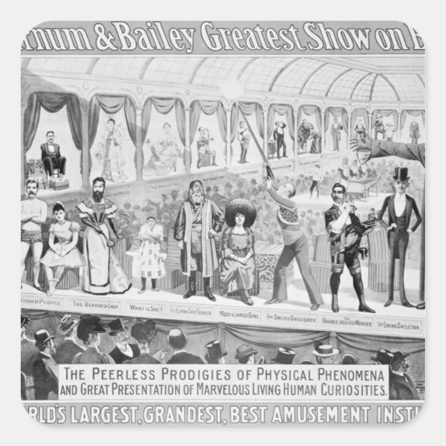 Plakatwerbung: 'The Barnum and Bailey Quadratischer Aufkleber (Vorderseite)