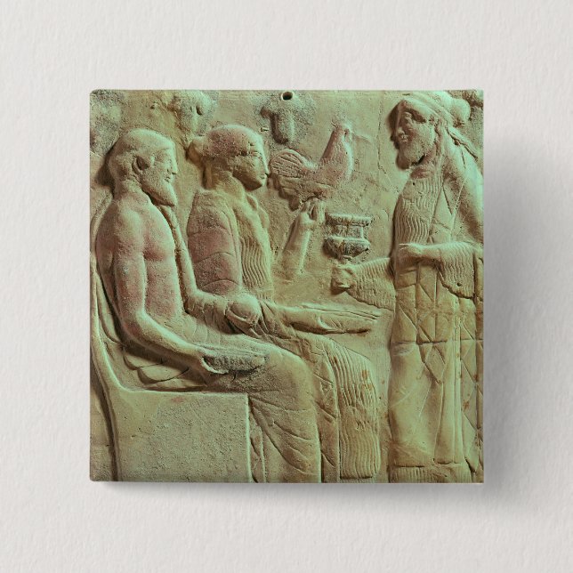 Plakette, die, c.450 BC anbieten darstellt Button (Vorderseite)