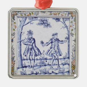 Plakette, die eine Szene 'vom magischen Flute Silbernes Ornament
