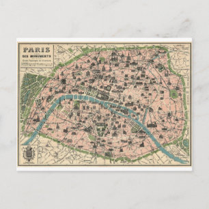 Plan ancien Paris et ses monuments Postkarte