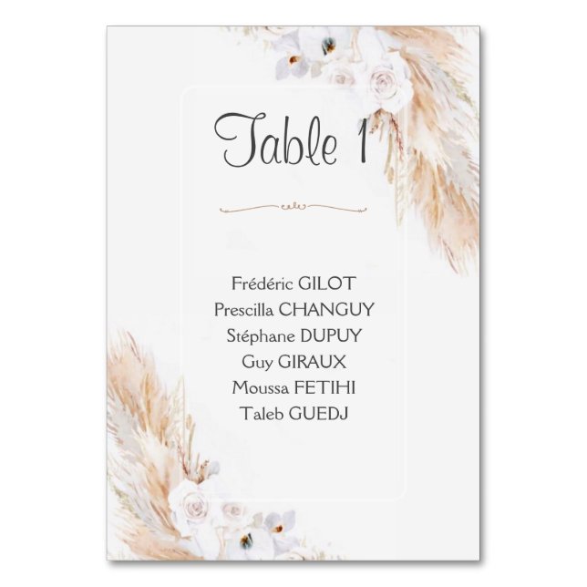 Plan de table tischnummer (Vorderseite)