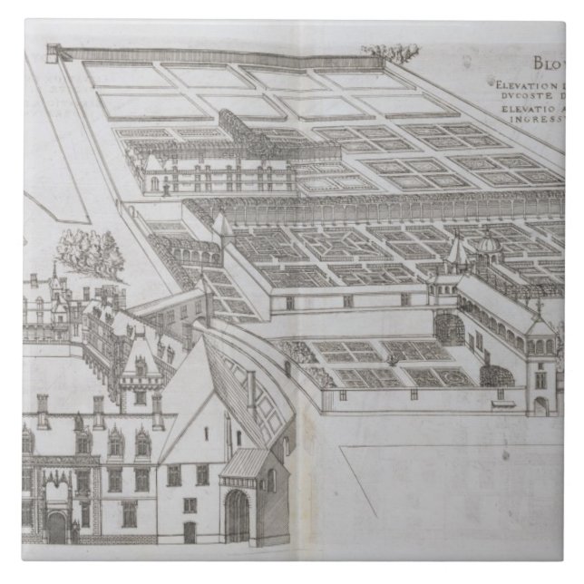 Plan der beiliegenden Gärten und Chateau de Gaillo Fliese (Vorderseite)