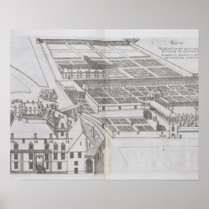 Plan der beiliegenden Gärten und Chateau de Gaillo Poster