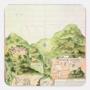 Plan der Bergwerke von Oaxaca, Mexiko, 1785-87 Quadratischer Aufkleber
