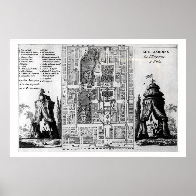 Plan der Gärten des Kaisers von Peking, aus Poster (Vorne)