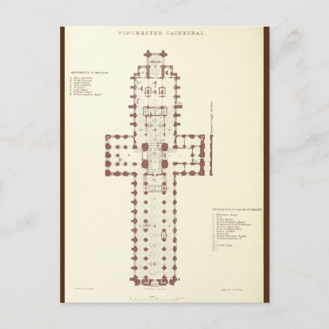 Plan der Kathedrale von Winchester Postkarte (Vorderseite)
