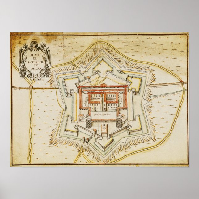 Plan der Mailänder Zitadelle Poster (Vorne)